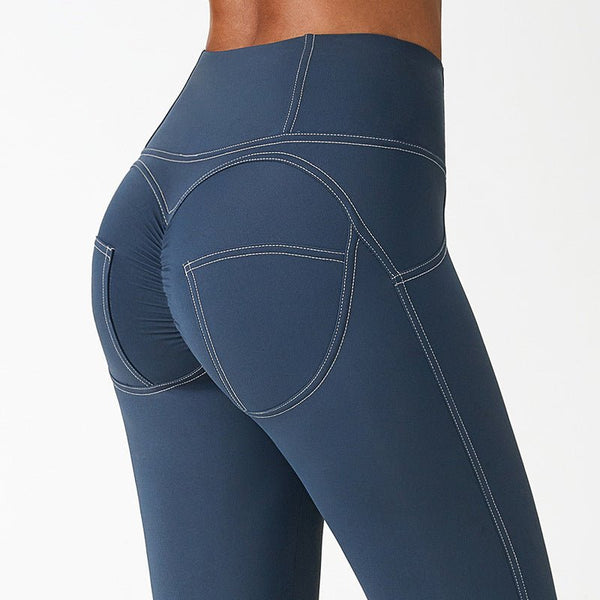 Pleated Yoga Pants High Waist Sports Leggings - Bay Buy Shopping