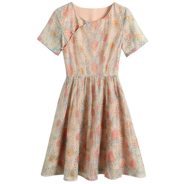 Retro Skirt Dongdaemun Embroidery All - match Dress - Bay Buy Shopping