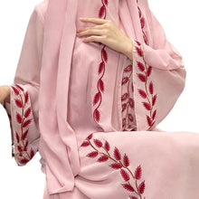 Round Neck Plant Embroidery Pattern Long Dress - Bay Buy Shopping