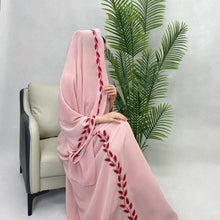 Round Neck Plant Embroidery Pattern Long Dress - Bay Buy Shopping