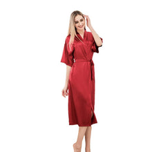 Satin Kimono Robes For Women Bride Long Robe Sleepwear - Bay Buy Shopping
