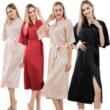 Satin Kimono Robes For Women Bride Long Robe Sleepwear - Bay Buy Shopping