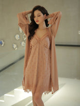 Sexy Pajamas Women New Spring And Summer Sling Lace Nightdress Two - Piece Ice Silk Net Red Night Gown Home Service - Bay Buy Shopping