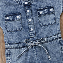Short - Sleeved Girls Denim Jumpsuit For Kids In Summer Fashion Romper - Bay Buy Shopping