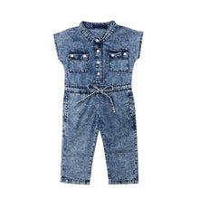 Short - Sleeved Girls Denim Jumpsuit For Kids In Summer Fashion Romper - Bay Buy Shopping