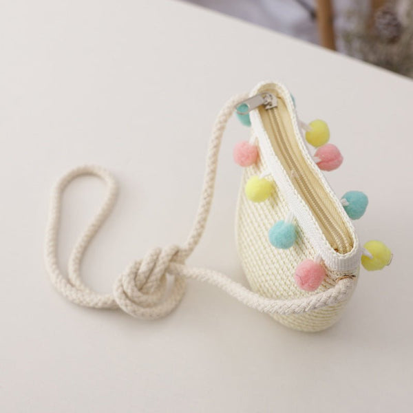 Small Ball Solid Color Children Straw Hat Bag Set - Bay Buy Shopping