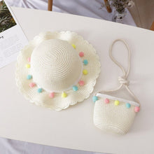 Small Ball Solid Color Children Straw Hat Bag Set - Bay Buy Shopping