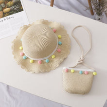 Small Ball Solid Color Children Straw Hat Bag Set - Bay Buy Shopping