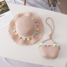 Small Ball Solid Color Children Straw Hat Bag Set - Bay Buy Shopping