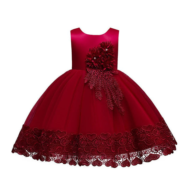 Spring Flower Girl Host Evening Birthday Show Children's Princess Skirt Long - sleeved Dress - Bay Buy Shopping