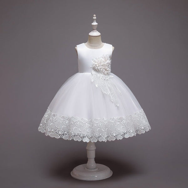 Spring Flower Girl Host Evening Birthday Show Children's Princess Skirt Long - sleeved Dress - Bay Buy Shopping