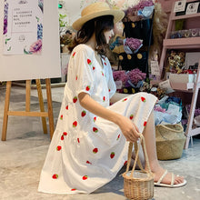 Strawberry Puffy Maternity Dress With Embroidery - Bay Buy Shopping