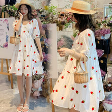 Strawberry Puffy Maternity Dress With Embroidery - Bay Buy Shopping