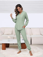 Suit Waffle Long Sleeve Top Drawstring Trousers For Women - Bay Buy Shopping