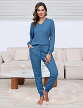 Suit Waffle Long Sleeve Top Drawstring Trousers For Women - Bay Buy Shopping