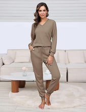 Suit Waffle Long Sleeve Top Drawstring Trousers For Women - Bay Buy Shopping