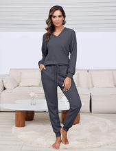 Suit Waffle Long Sleeve Top Drawstring Trousers For Women - Bay Buy Shopping