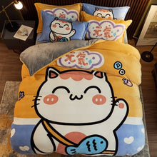 Thickened Cartoon Coral Velvet Bed With Four - piece Winter Milk Flannel Sheets - Bay Buy Shopping