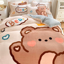 Thickened Cartoon Coral Velvet Bed With Four - piece Winter Milk Flannel Sheets - Bay Buy Shopping