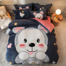 Thickened Cartoon Coral Velvet Bed With Four - piece Winter Milk Flannel Sheets - Bay Buy Shopping