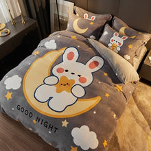 Thickened Cartoon Coral Velvet Bed With Four - piece Winter Milk Flannel Sheets - Bay Buy Shopping