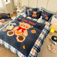 Thickened Cartoon Coral Velvet Bed With Four - piece Winter Milk Flannel Sheets - Bay Buy Shopping