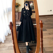 V - neck Panel Flower Embroidery Vintage Dress - Bay Buy Shopping
