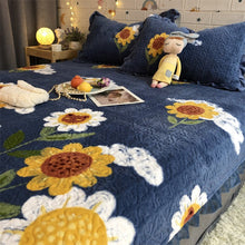 Warm Sunflower Milk Pile Bed Cover Three Piece Set - Bay Buy Shopping