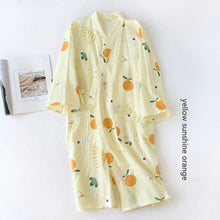 Women Bathrobe Nightdress Long Sleeve Nightgown Cotton Gauze - Bay Buy Shopping