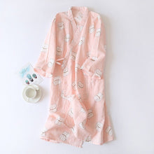 Women Bathrobe Nightdress Long Sleeve Nightgown Cotton Gauze - Bay Buy Shopping