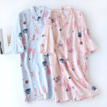 Women Bathrobe Nightdress Long Sleeve Nightgown Cotton Gauze - Bay Buy Shopping