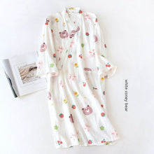 Women Bathrobe Nightdress Long Sleeve Nightgown Cotton Gauze - Bay Buy Shopping