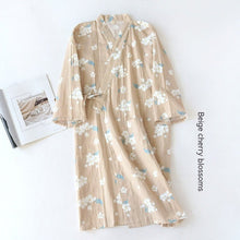 Women Bathrobe Nightdress Long Sleeve Nightgown Cotton Gauze - Bay Buy Shopping