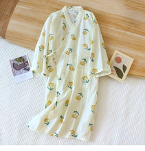 Women Bathrobe Nightdress Long Sleeve Nightgown Cotton Gauze - Bay Buy Shopping