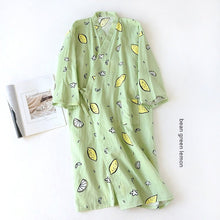 Women Bathrobe Nightdress Long Sleeve Nightgown Cotton Gauze - Bay Buy Shopping