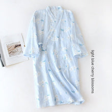Women Bathrobe Nightdress Long Sleeve Nightgown Cotton Gauze - Bay Buy Shopping