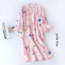 Women Bathrobe Nightdress Long Sleeve Nightgown Cotton Gauze - Bay Buy Shopping