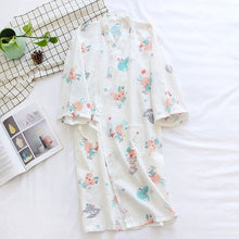 Women Bathrobe Nightdress Long Sleeve Nightgown Cotton Gauze - Bay Buy Shopping
