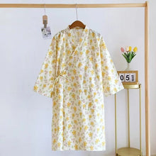 Women Bathrobe Nightdress Long Sleeve Nightgown Cotton Gauze - Bay Buy Shopping
