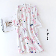 Women Bathrobe Nightdress Long Sleeve Nightgown Cotton Gauze - Bay Buy Shopping