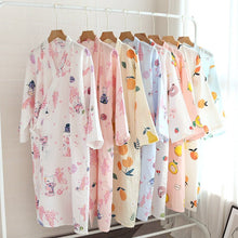 Women Bathrobe Nightdress Long Sleeve Nightgown Cotton Gauze - Bay Buy Shopping