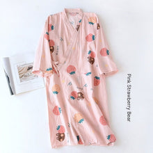 Women Bathrobe Nightdress Long Sleeve Nightgown Cotton Gauze - Bay Buy Shopping