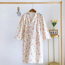Women Bathrobe Nightdress Long Sleeve Nightgown Cotton Gauze - Bay Buy Shopping