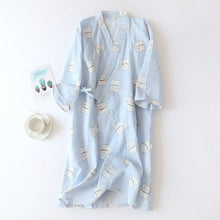 Women Bathrobe Nightdress Long Sleeve Nightgown Cotton Gauze - Bay Buy Shopping