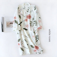 Women Bathrobe Nightdress Long Sleeve Nightgown Cotton Gauze - Bay Buy Shopping
