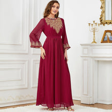 Women's Fashion Folding Embroidery Beads Dubai Dress - Bay Buy Shopping