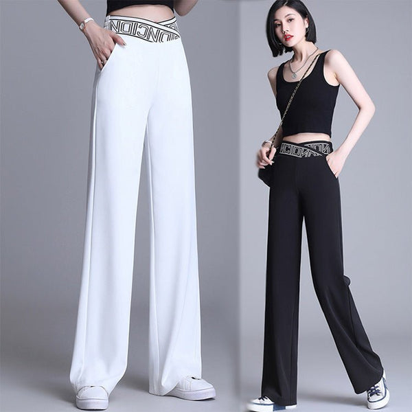 Women's High - waist Drape Letter Elastic Slimming Suit Pants - Bay Buy Shopping
