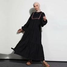 Women's Solid Color Embroidery Loose Dress - Bay Buy Shopping