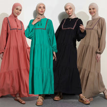 Women's Solid Color Embroidery Loose Dress - Bay Buy Shopping