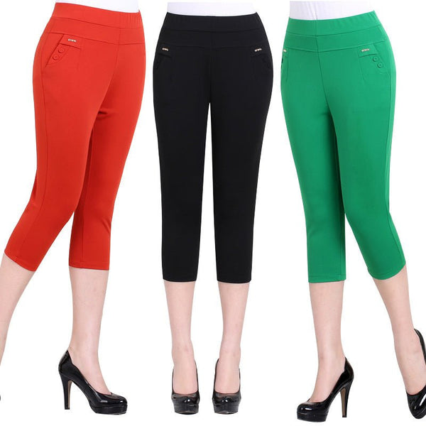 Women's Solid Color High - waist Casual Pants - Bay Buy Shopping